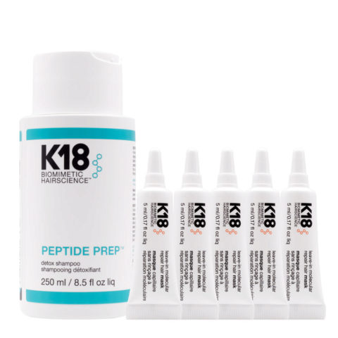 K18 Peptide Prep Detox Shampoo 250ml + Molecular Repair Hair Mask 5x5ml