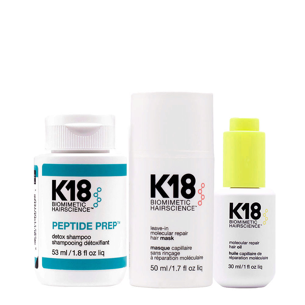 K18 Peptide Prep Detox Shampoo 53ml Hair Mask 50ml Oil 30ml