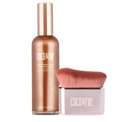 Coco & Eve Sunny Honey Antioxidant Glow Shimmer Body Oil 100ml + Limited Edition Body Kabuki Brush
