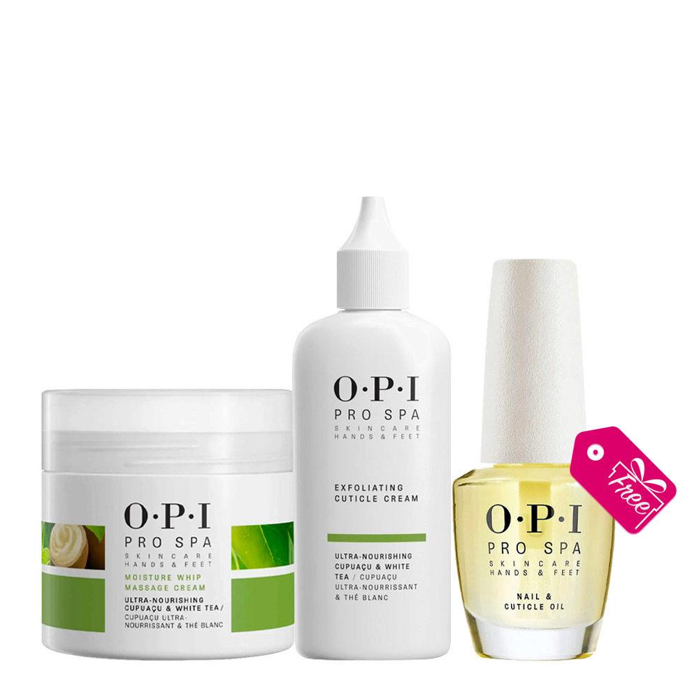 OPI Pro Spa Whip Massage Cream 118ml  Exfoliating Cream 27ml Nail & Cuticle Oil 14.8ml FREE