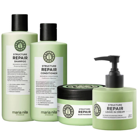 Maria Nila Structure Repair Shampoo 350ml Conditioner 300ml Masque 250ml Leave In Cream 200ml