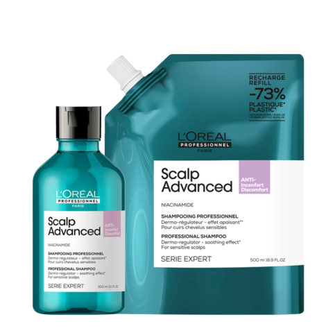 L'Oreal Professionnel Paris Scalp Advanced Anti- Discomfort Shampoo 300ml + Refill 500ml