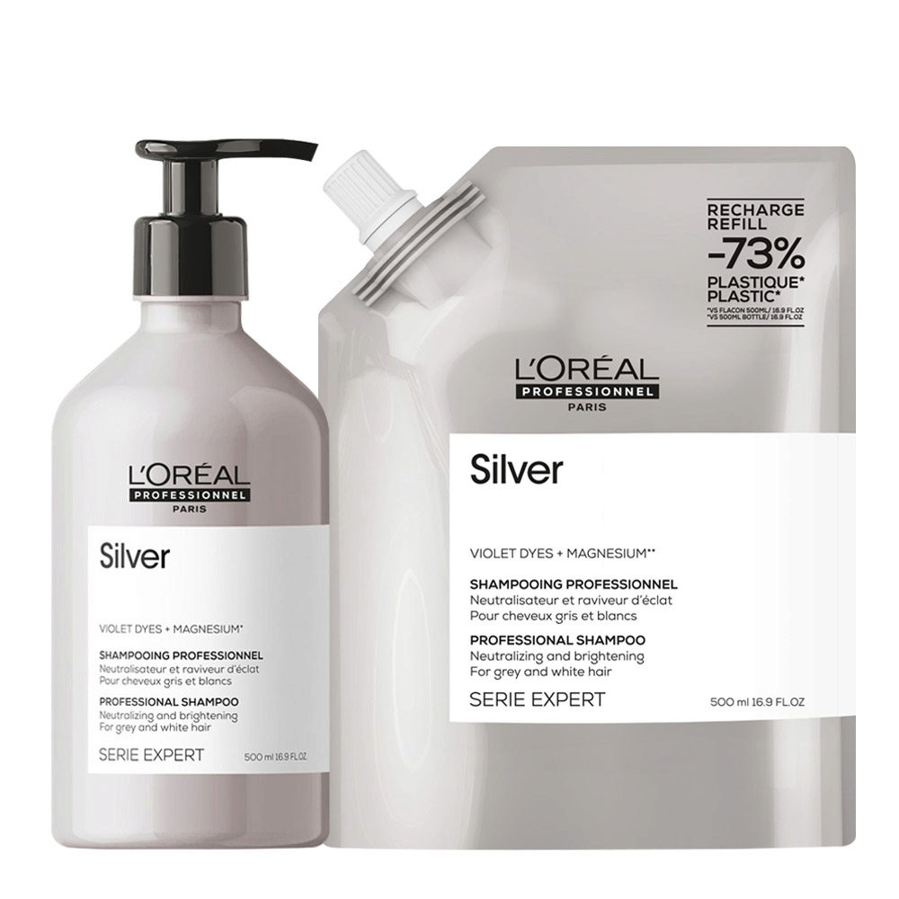 L'Oréal Professionnel Paris Serie Expert Silver Shampoo 500ml + Refill 500ml