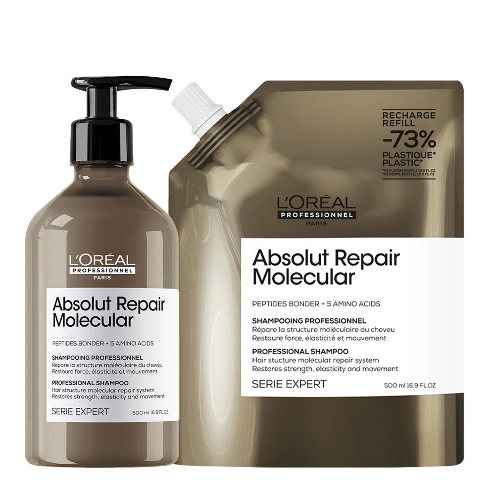 L'Oreal Professionnel Paris Serie Expert Absolut Repair Molecular Shampoo 500ml + Refill 500ml