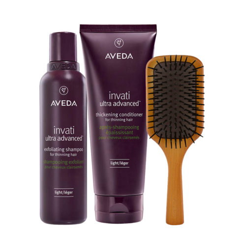 Aveda Invati Ultra Advanced Exfoliating Shampoo Light 200ml Conditioner Light 200ml + Mini Paddle Brush