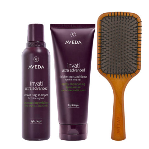 Aveda Invati Ultra Advanced Exfoliating Shampoo Light 200ml Conditioner Light 200ml + Paddle Brush