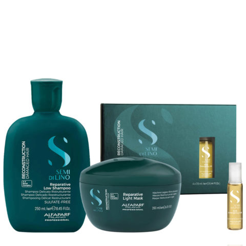 Alfaparf Milano Semi di Lino Reconstruction Reparative Low Shampoo 250ml Light Mask 200ml Oil 6x13ml