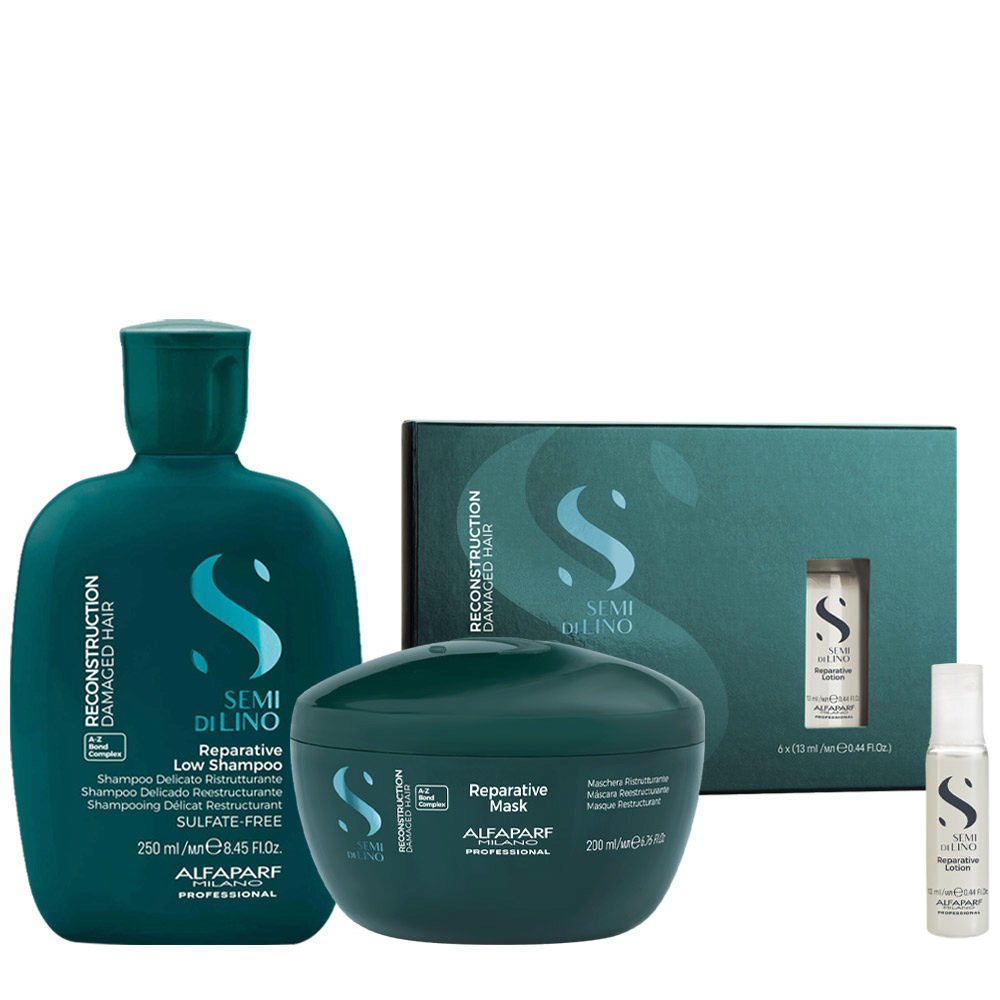 Alfaparf Milano Semi di Lino Reconstruction Reparative Low Shampoo 250ml Mask 200ml Lotion 6x13ml