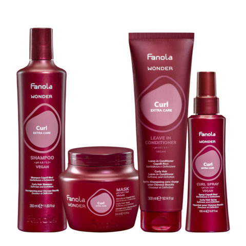 Fanola Wonder Curl Shampoo 350ml Mask 500ml Leave-In Conditioner 300ml Spray 150ml