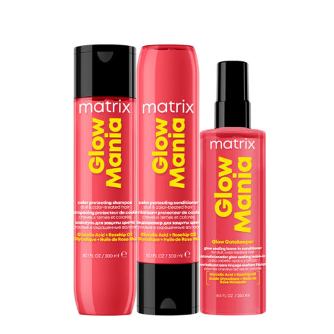 Matrix Haircare Glow Mania Shampoo 300ml Conditioner 300ml Leave In 250ml